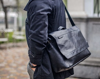 Leather MESSENGER BAG men LAPTOP - leather briefcase men