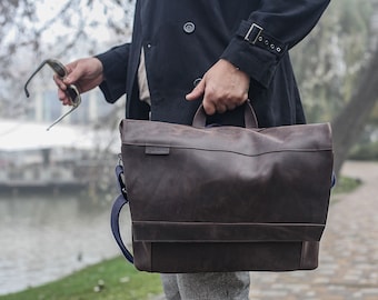 Borsa MESSENGER in PELLE personalizzata da uomo * valigetta in pelle da uomo