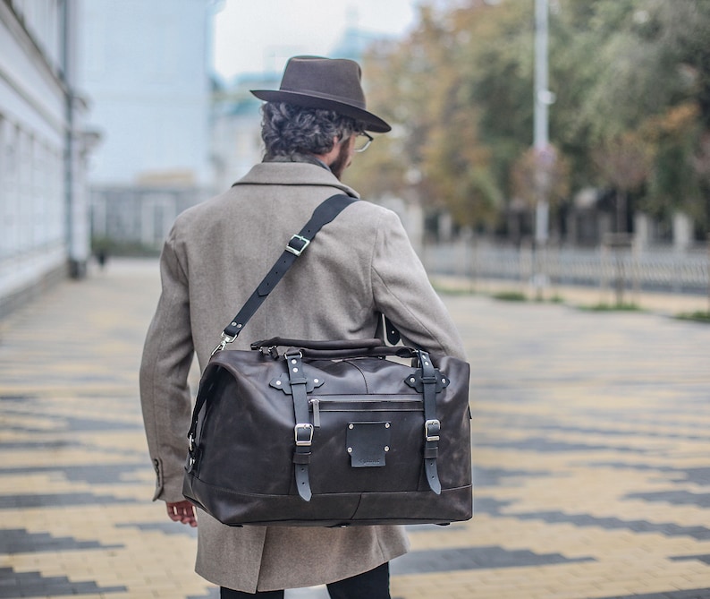 Leather Weekender Bag Men Leather Travel Bag Etsy