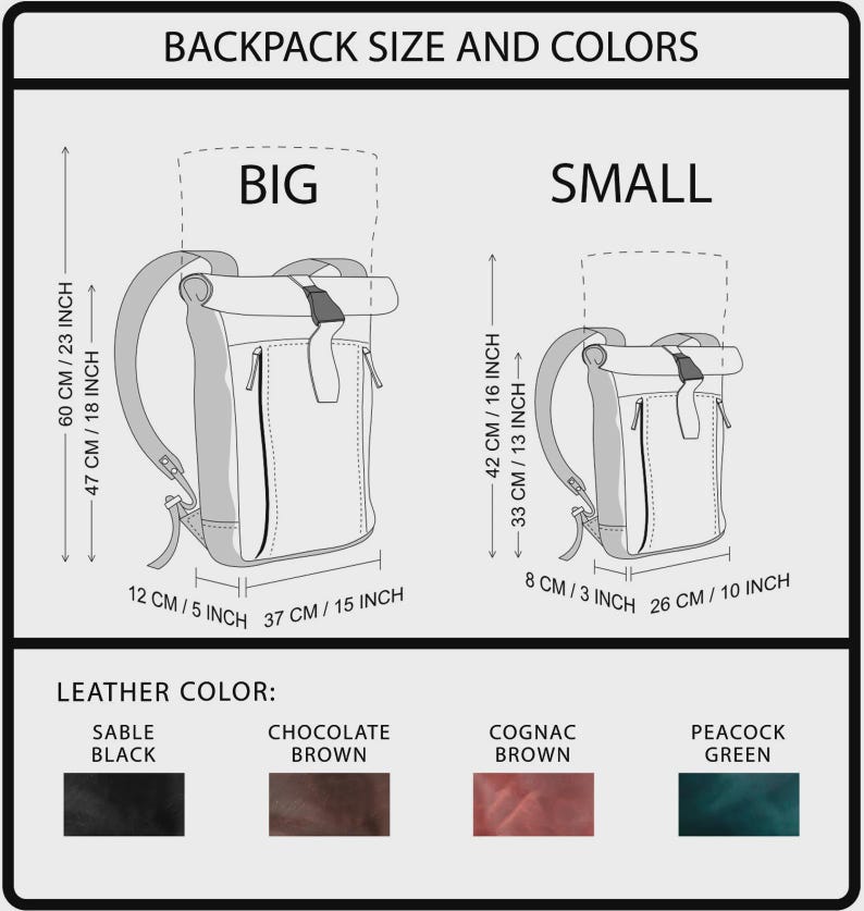 Roll Top Leather Backpack for Men - Etsy