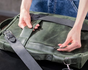 Leder Umhängetasche, Laptop Leder Aktentasche, Leder Cabrio Rucksack Geldbörse