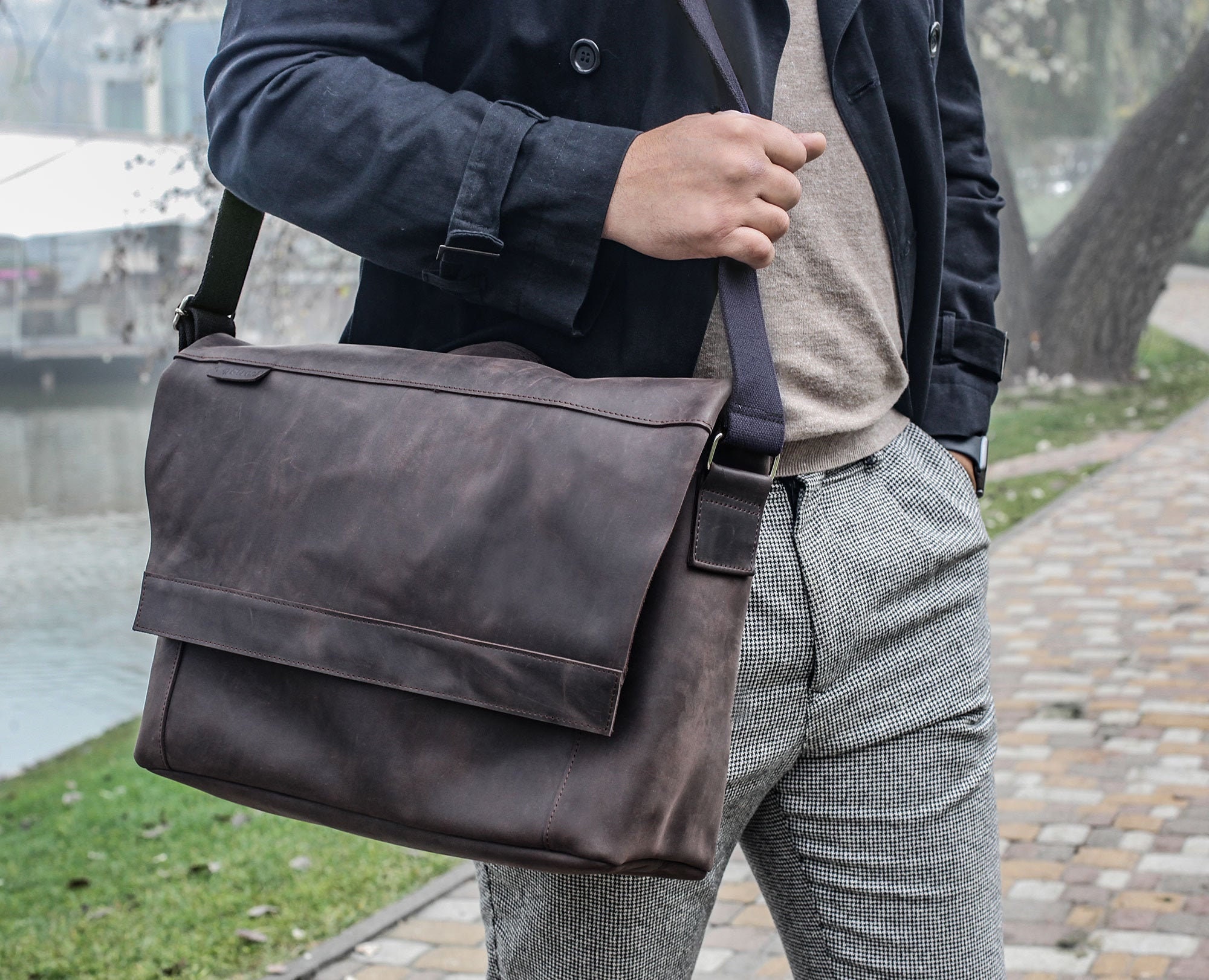 Men's Leather Messenger Bag 15 — High On Leather