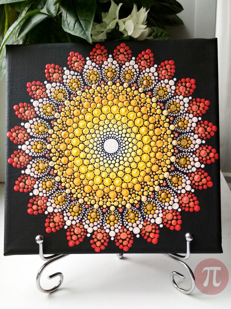 Acrylic painting mandala on canvas 8 x 8 wall Etsy