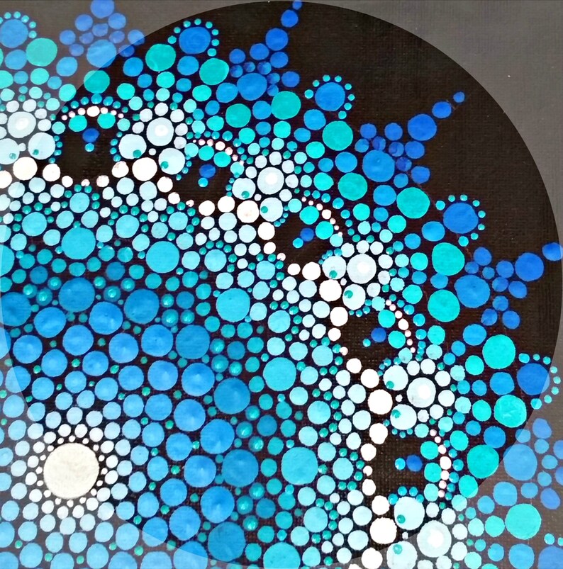 Turquoise wall hanging mandala painting on canvas 12 x Etsy