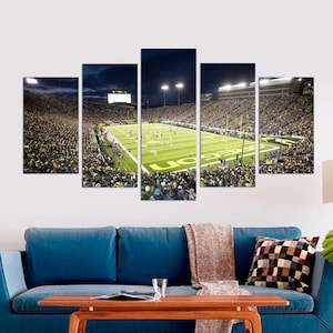 Autzen Stadium at Night Large Wall Art, Stadium Framed Canvas Print, Oregon Home Poster Print Decoration, Wall Hanging Art Painting