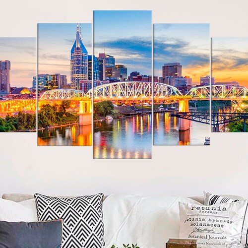 Nashville Skyline Canvas Large Nashville Tennessee Wall Art Etsy
