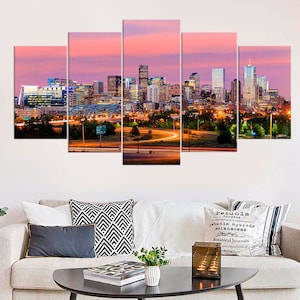 Denver Skyline Contemporary Canvas Print Set Denver Colorado Wall Decor Cityscape Art Print Skyscraper Art United States Cityscape Painting