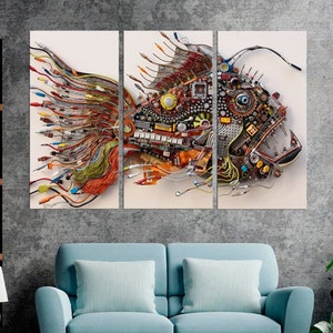 Hightech Technik, großer Druck auf Leinwand, moderne abstrakte Kunst, Computer Science, moderne Kunst realistisch, Posterdruck Dekoration