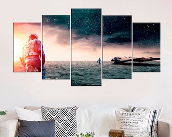 Large wall art Interstellar Canvas Print Room Decor - Galaxy Space Poster - Science fiction Teen Kids Home Decor - Gift For Boy moon planet