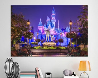 Kasteel grote muurkunst Disney Magic Kingdom kinderkamerdecoratie Disney World kersthuisdecoratie kind cadeau - uitgerekt en klaar om op te hangen