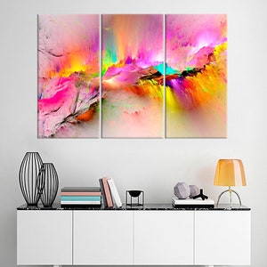 Colorful Abstract wall art - Rainbow Splash Watercolor Prints -  Multicolor Modern pictures - Рot pink yellow red print on canvas