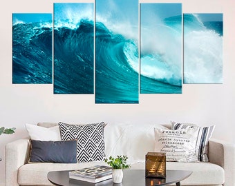 Ocean Wave Art Decor Azure Ocean Surfing Ocean Photography Seascape Canvas Ocean Canvas Art Wave Print Ocean Framed Art Photo Ready to Hang