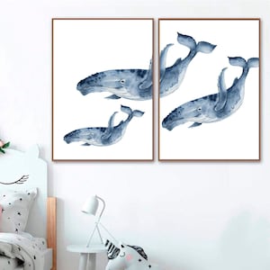 Humpback whale poster , Kids room wall art , Nautical Home Decor , sea life art , animal illustration - DIGITAL DOWNLOAD