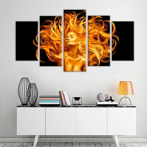Golden makeup Girl Canvas Print, Fashion art portrait wall art, Print on canvas, Golden woman on black background Big Framed Picture