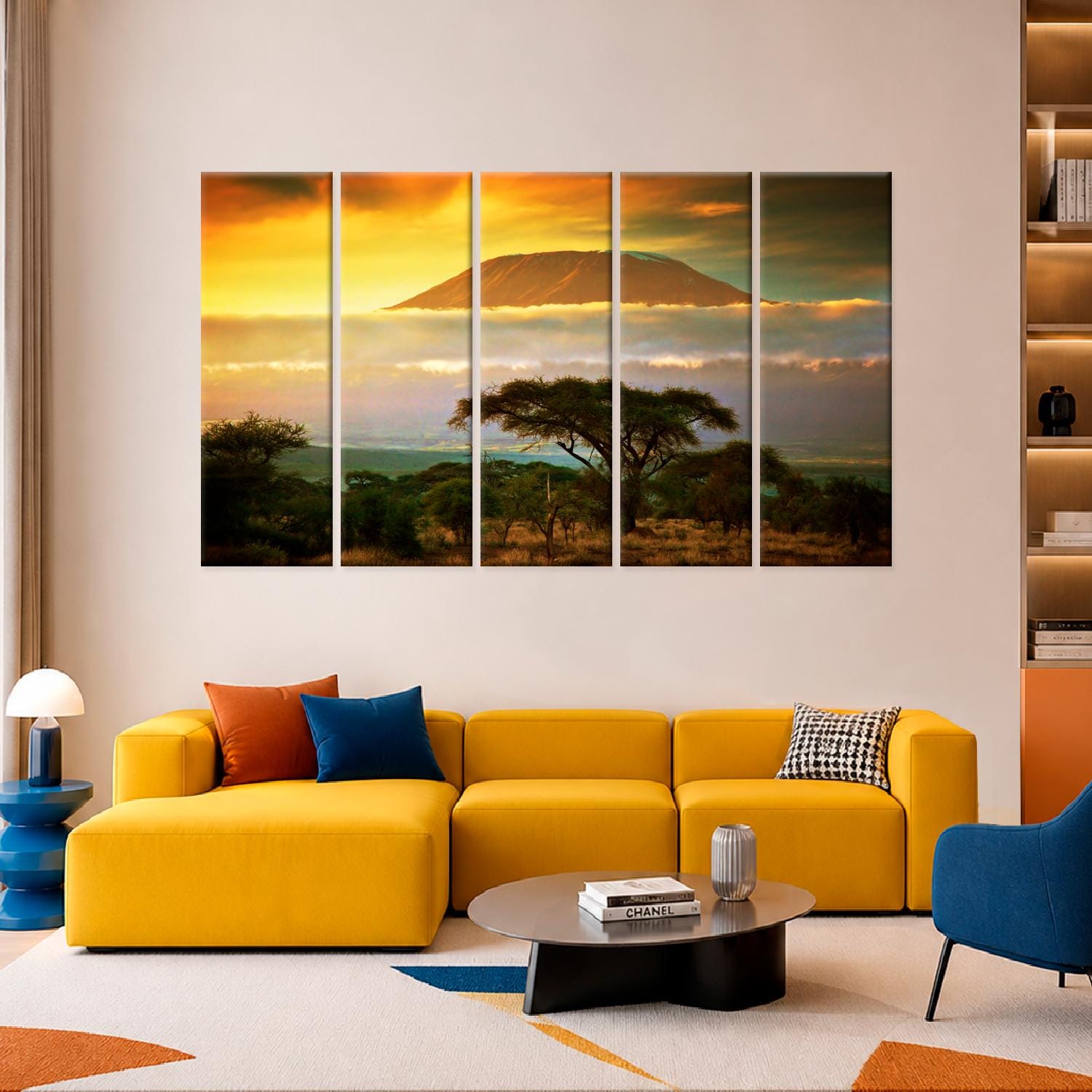 Kilimanjaro Wall Art, African Sunset Canvas, Savannah Landscape