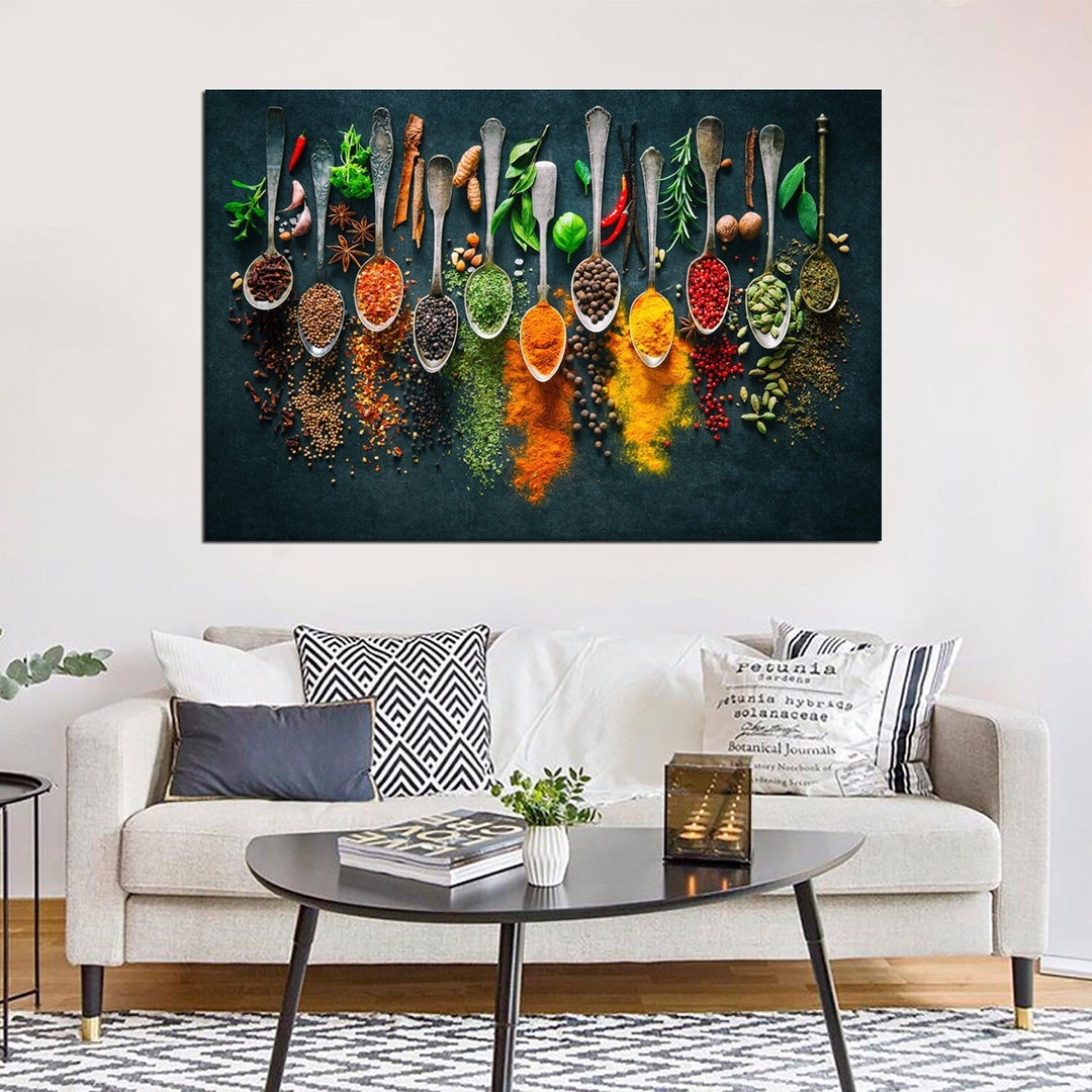 Herbs and Spices Wall Art Painting Print on Canvas Healthy Food