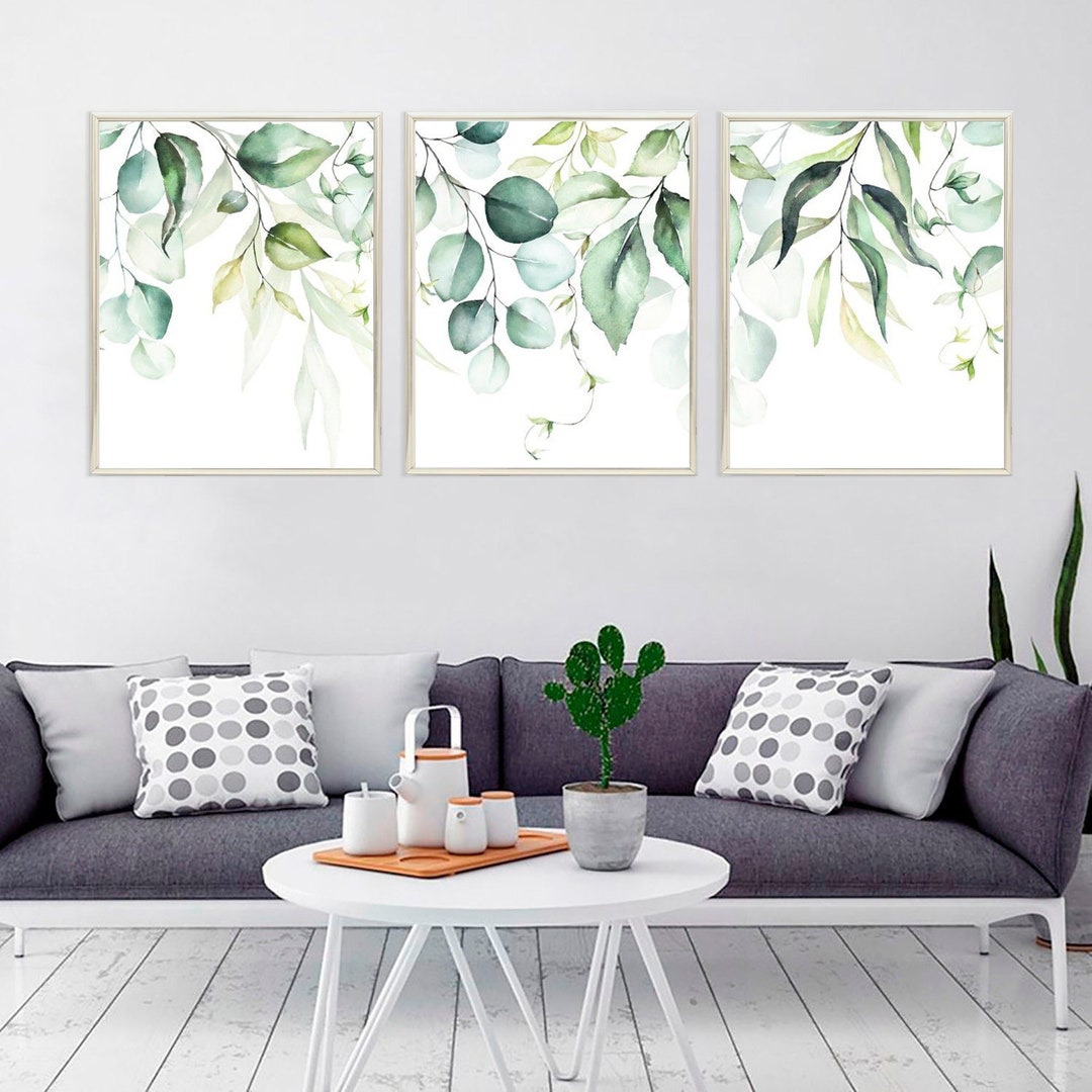 Watercolor Green Leaves and Branches , Set of 3 Botanical Print ...