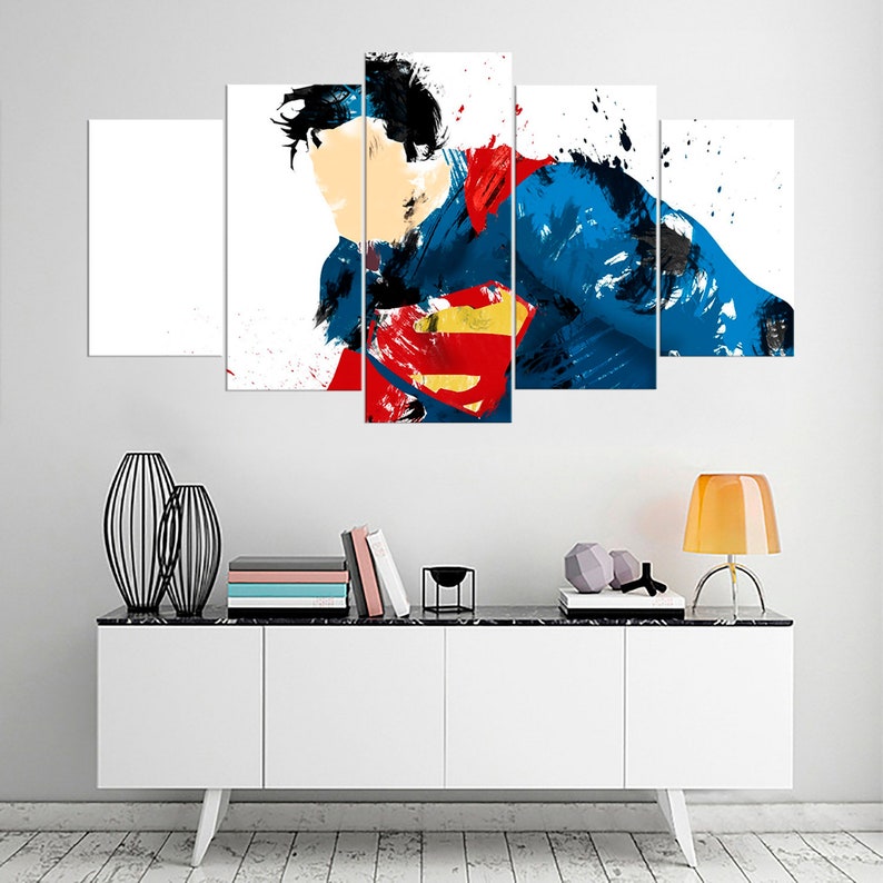 Superman Canvas Living Room Wall Art Superhero DC comic Modern Etsy