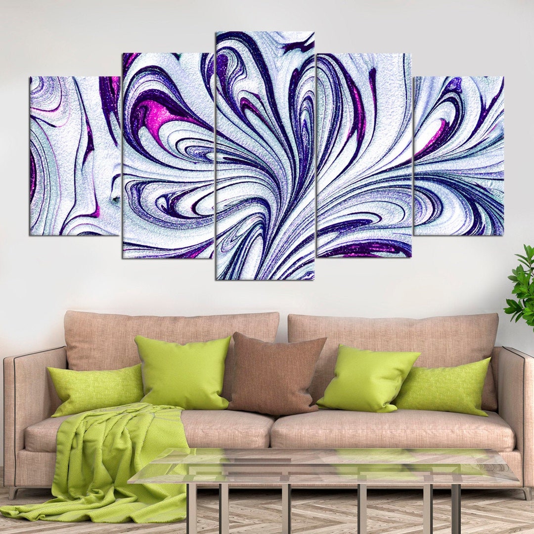 Abstract Modern Ink Painting Print Multicolor Artwork Set Modern Canvas