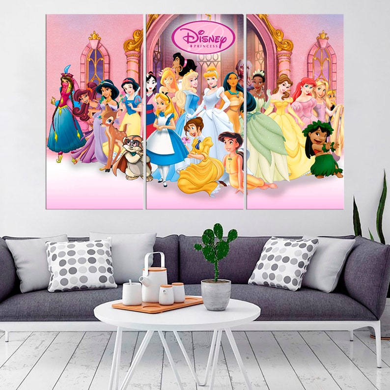 Disney Princess Framed Print Nursery wall art Cartoon Print Etsy