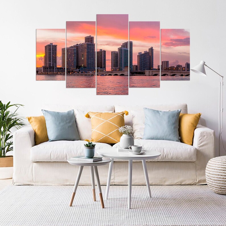 Miami Home decor Miami Skyline Canvas Print Miami Florida Wall Etsy