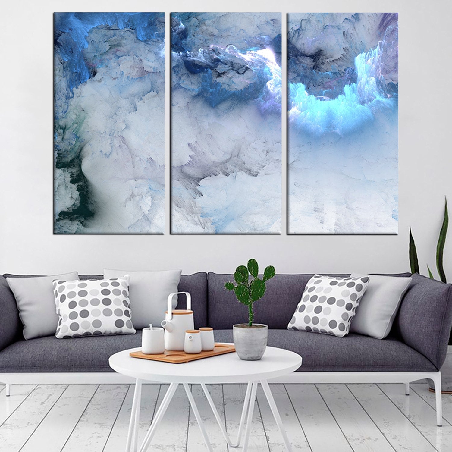 Abstract Blue Clouds Wall Art, Print on Canvas Large Canvas Abstract ...