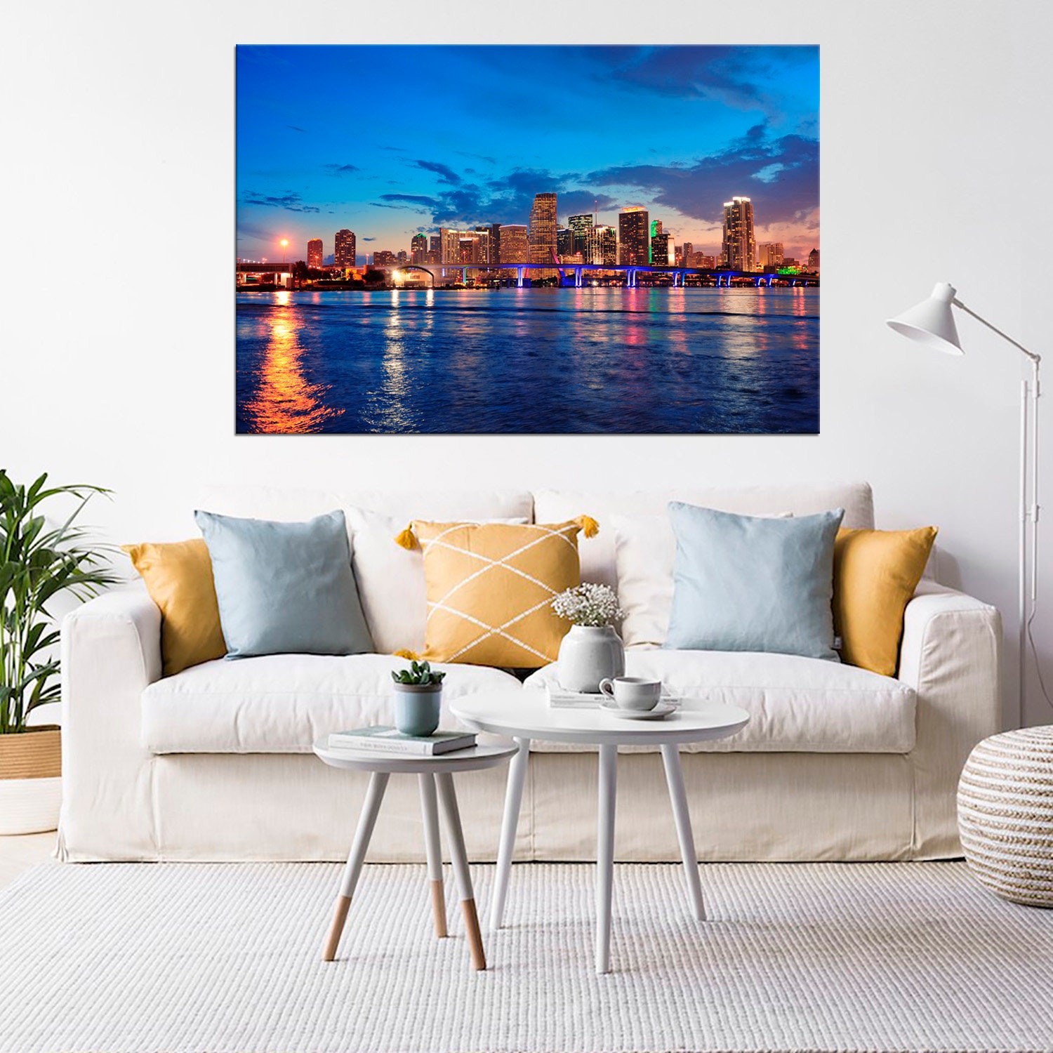 Miami Skyline at Night Canvas Print Miami Florida Wall Decor - Etsy