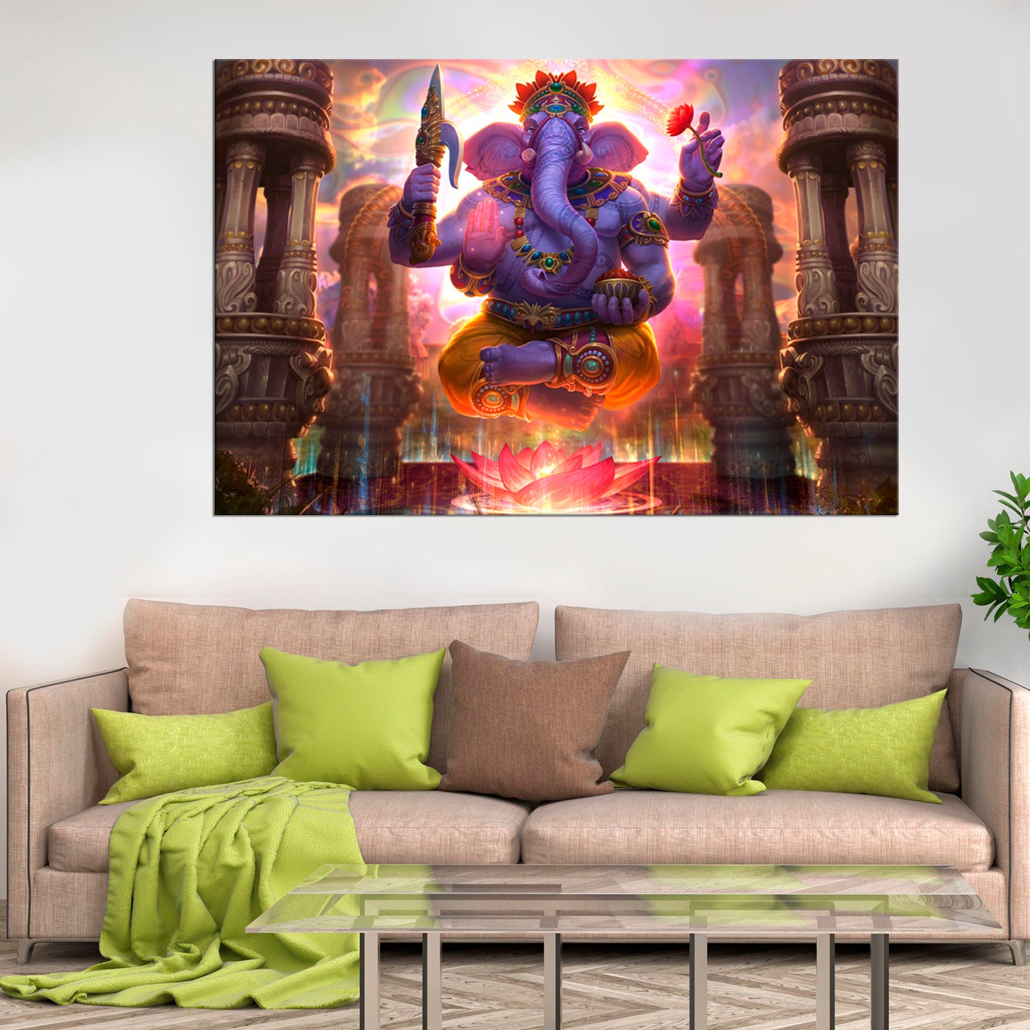 Lord Ganesha Wall Art Canvas Print Buddha Poster Office Wall Decor ...