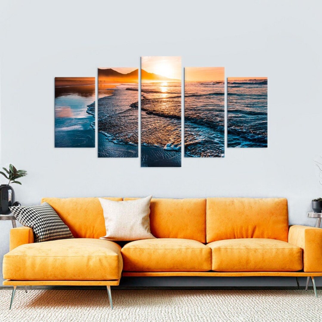 Sea Beach Ocean Large Canvas Print, Modern Wall Art, Sea Waves Decor ...