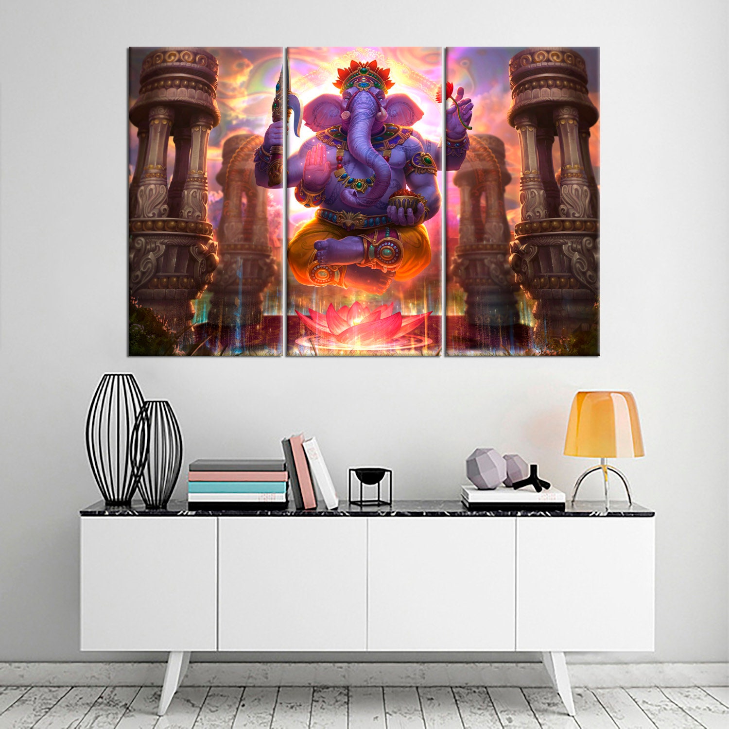 Lord Ganesha Wall Art Canvas Print Buddha Poster Office Wall Decor ...