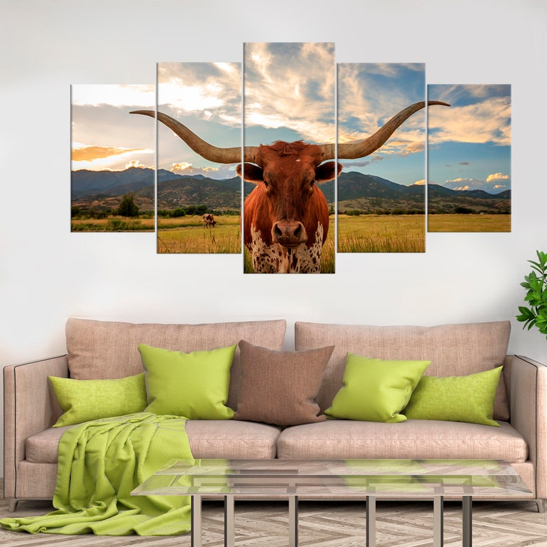 Texas Longhorn Animal Canvas Print Framed Print Wall Hanging Etsy