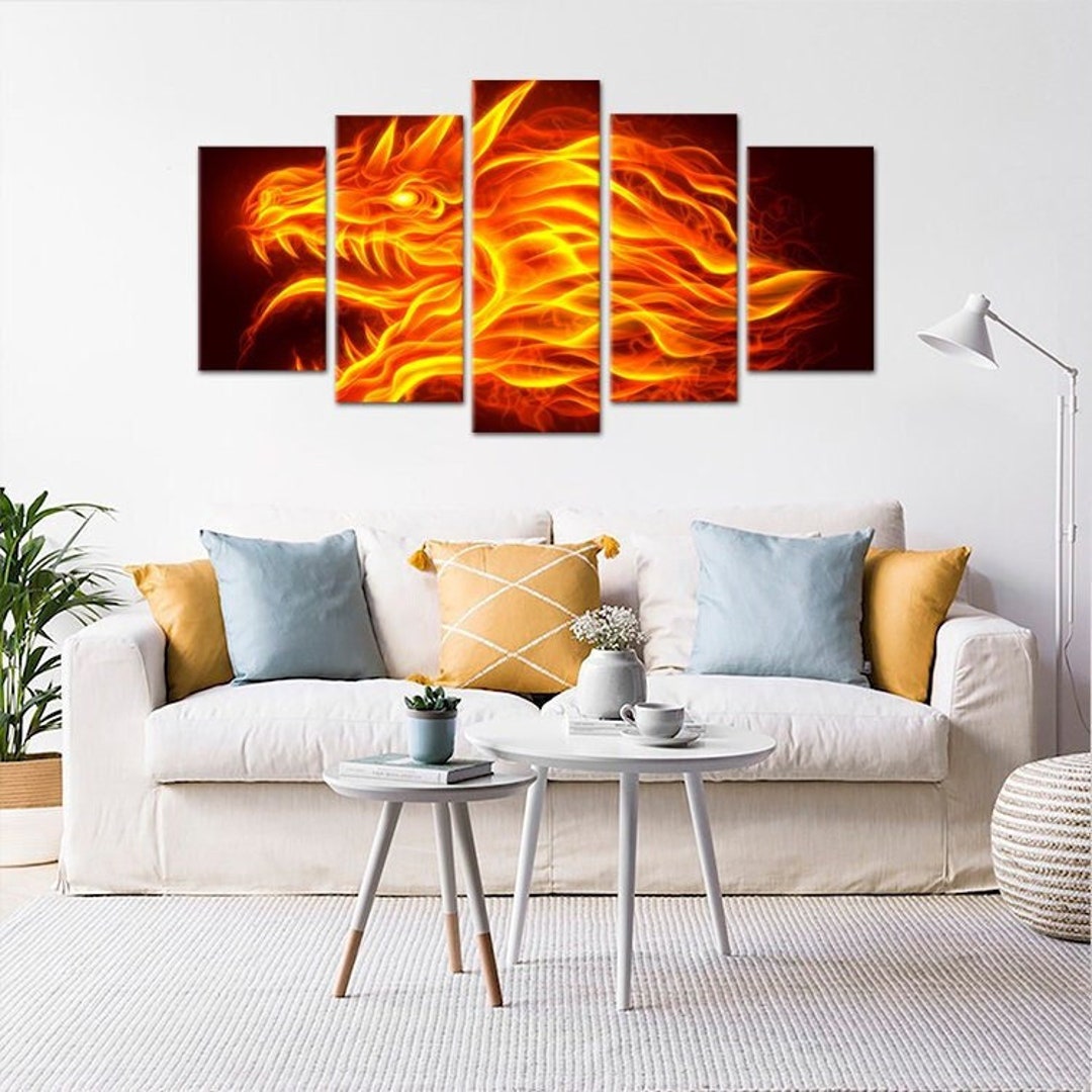 Chinese Dragon Canvas Wall Decor Fantasy Animal Gothic Fantasy Print ...