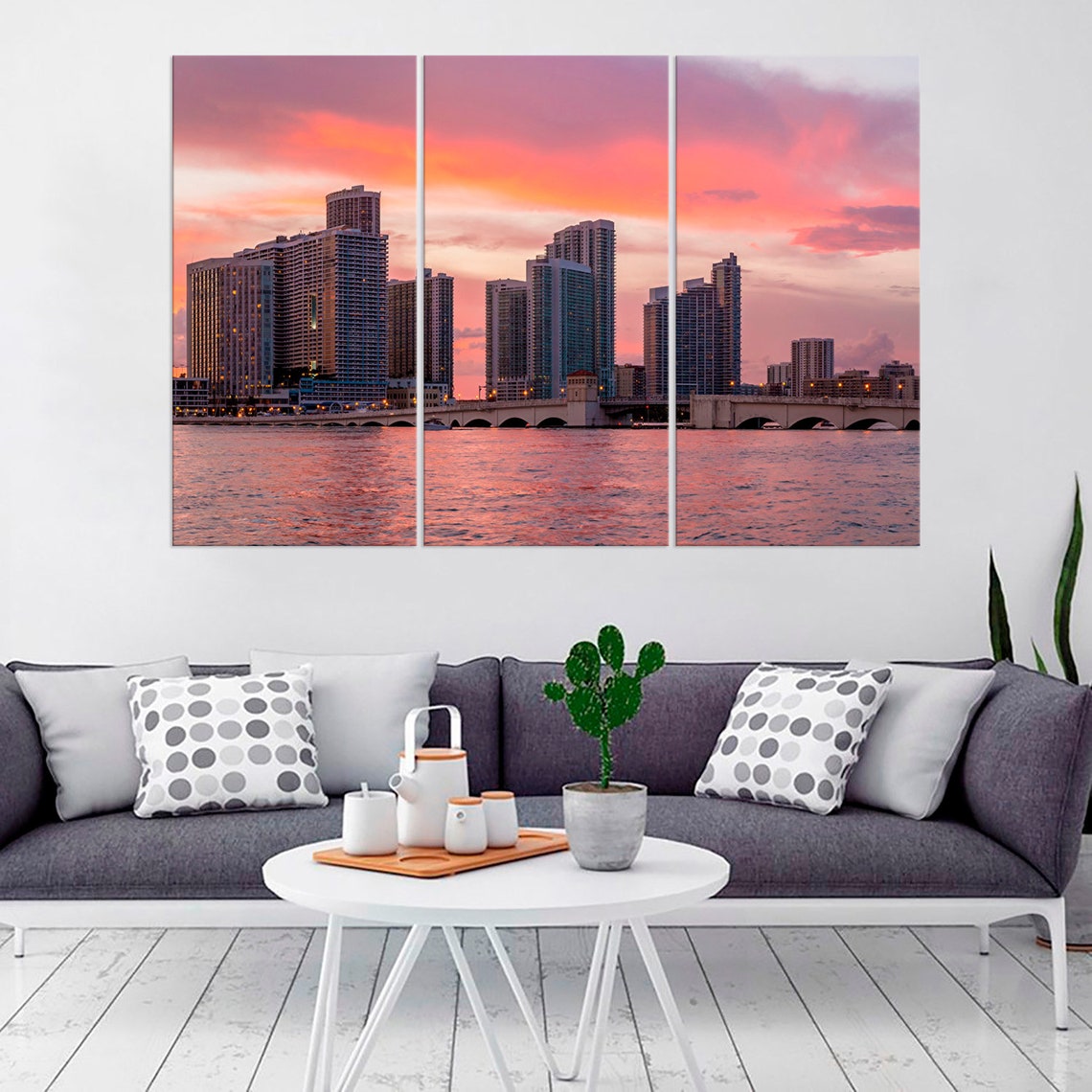 Miami Home decor Miami Skyline Canvas Print Miami Florida Wall Etsy