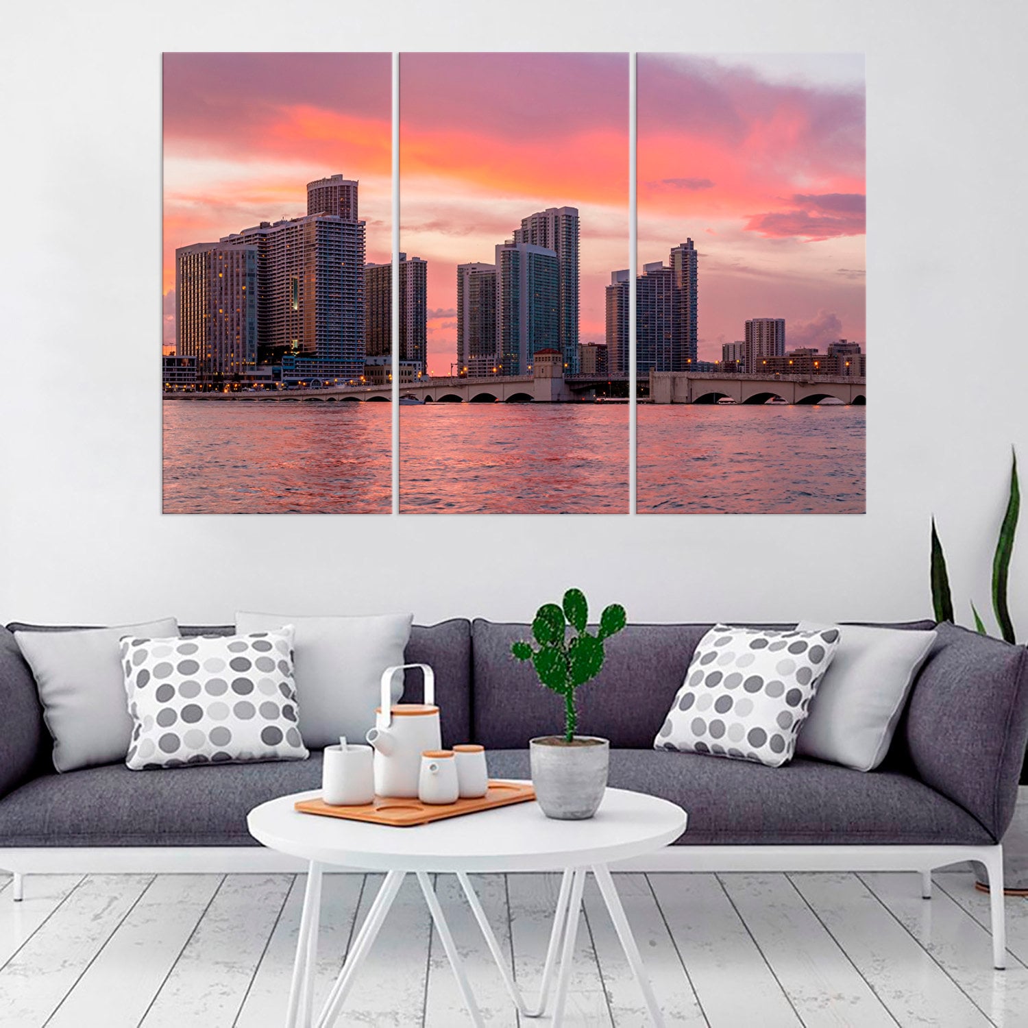 Miami Home decor Miami Skyline Canvas Print Miami Florida Wall Etsy