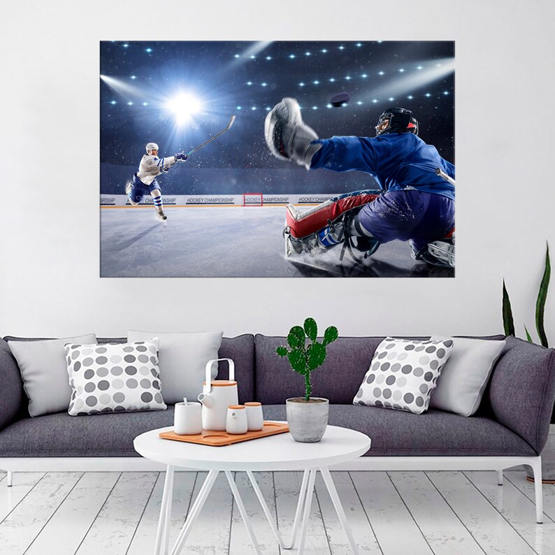 Hockey Sport Framed Wall Art Ice Canvas Prints Hockey Canvas Etsy