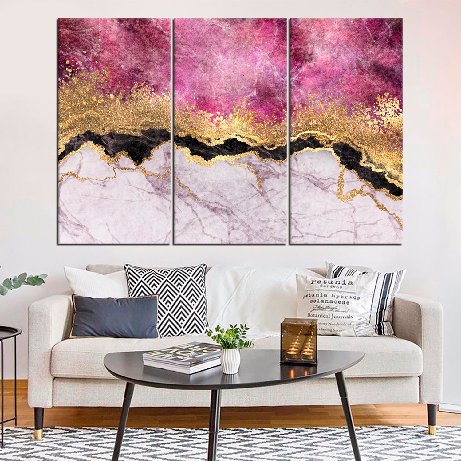 Pink Marble stone contemporary art Marbling wall decor Marbled | Etsy