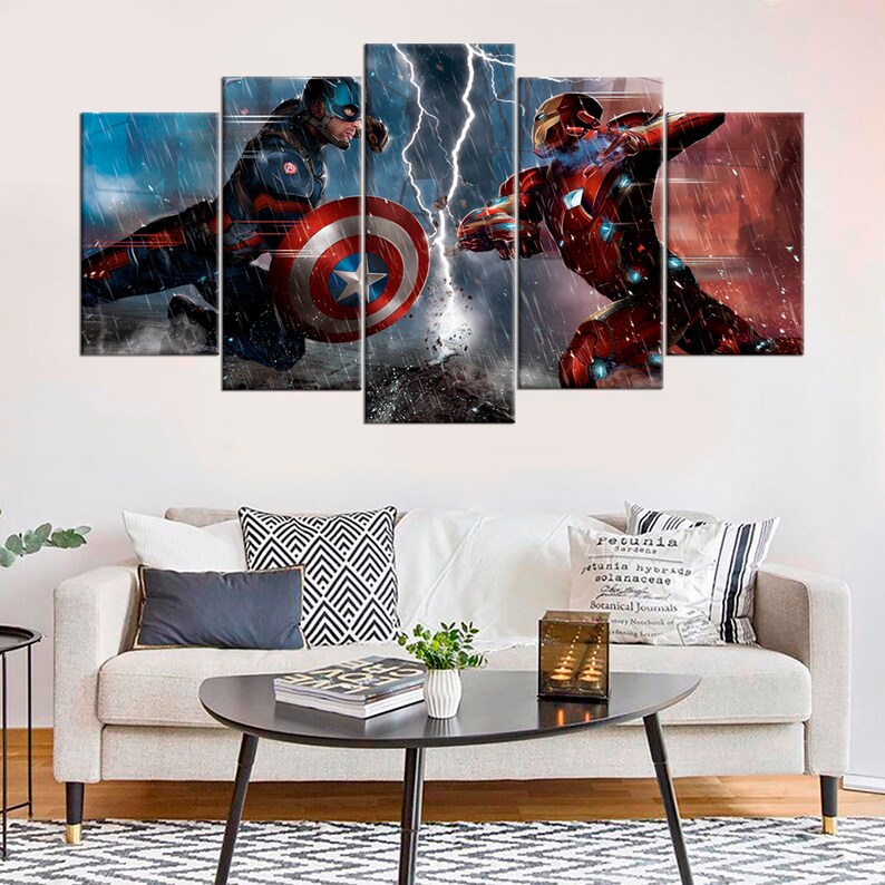 Captain America Civil War Wall Art Decor Superhero Modern Wall | Etsy