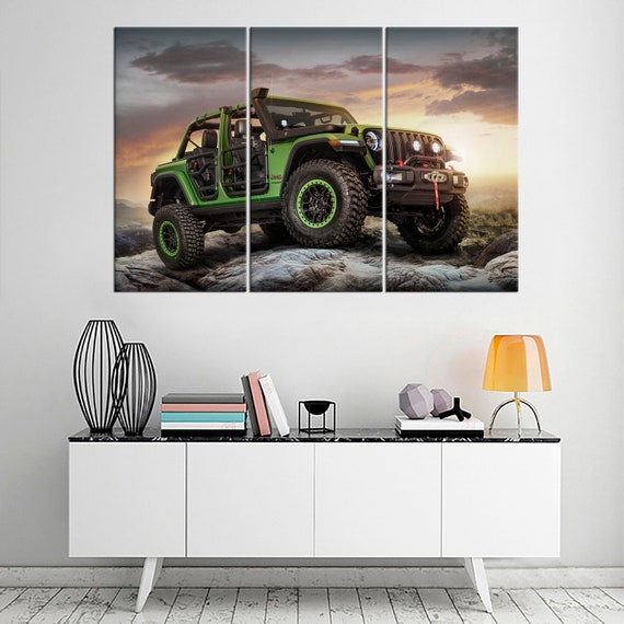 Jeep Wrangler Wall Art Decor Automotive Wall Art Canvas Jeep Etsy