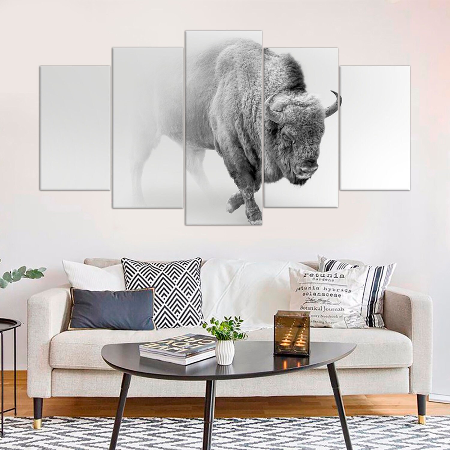 Bison Print Black and White Decor Animals Wall Art American Buffalo ...