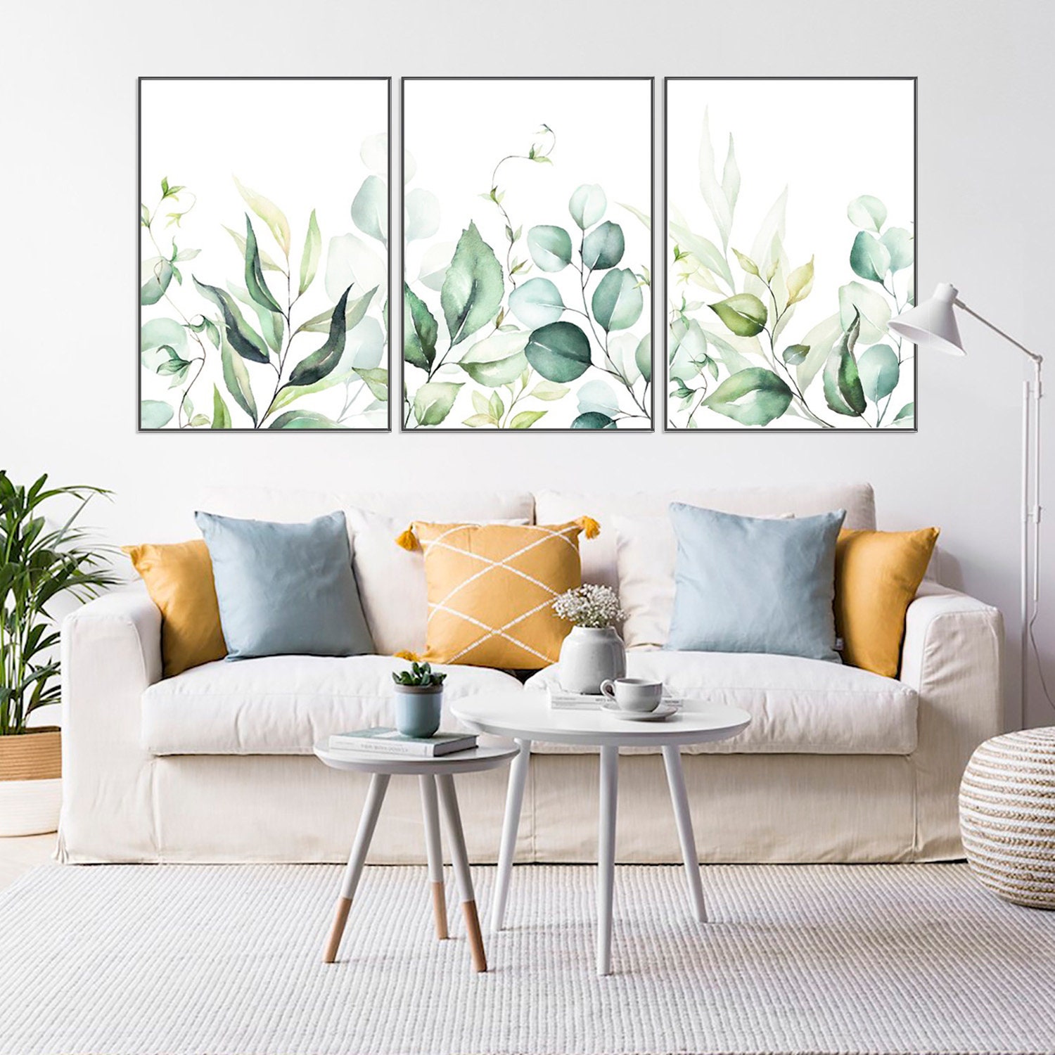 Watercolor Green Leaves and Branches , Set of 3 Botanical Print ...