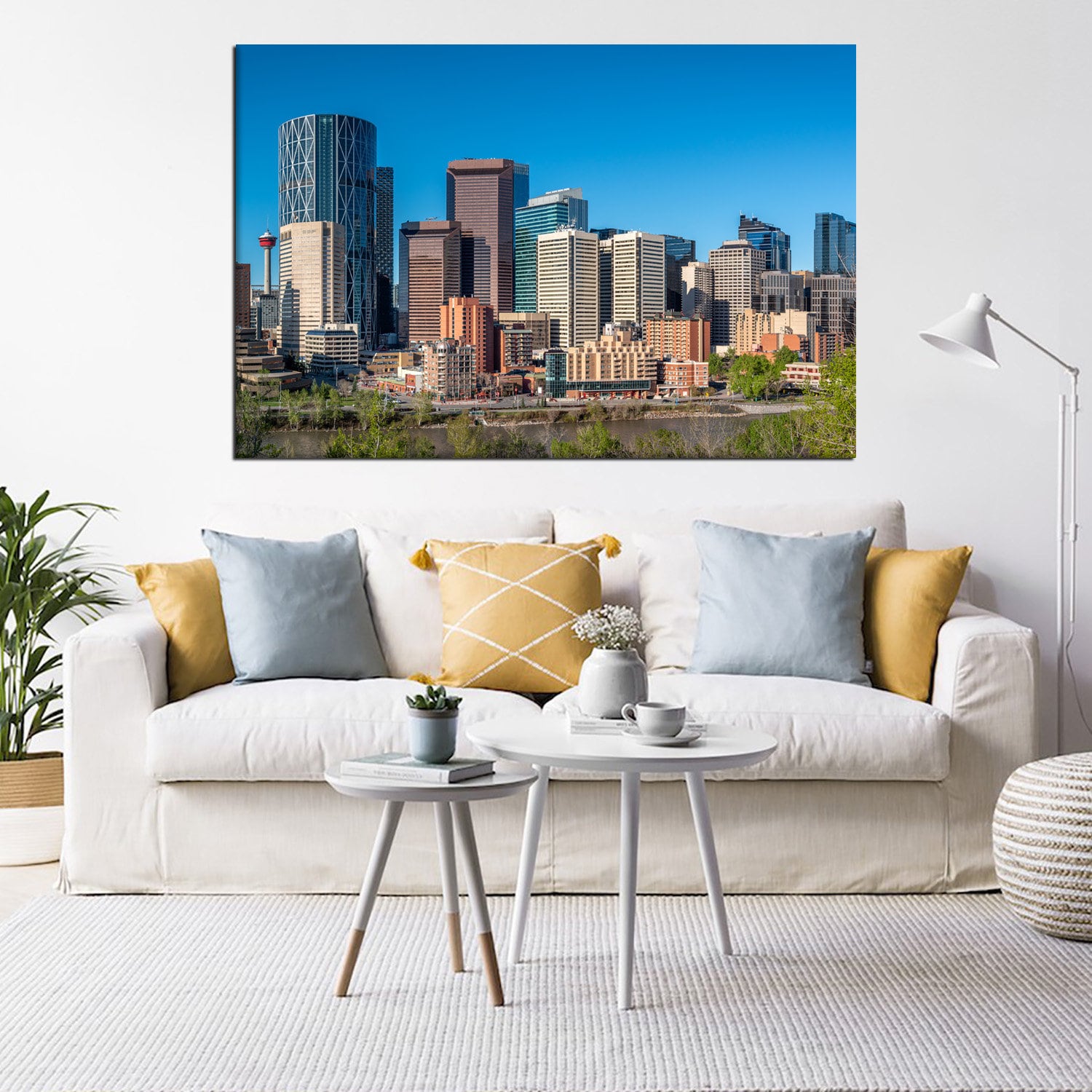 Calgary Skyline Wall Art Decor Canadian City Print on Canvas Etsy
