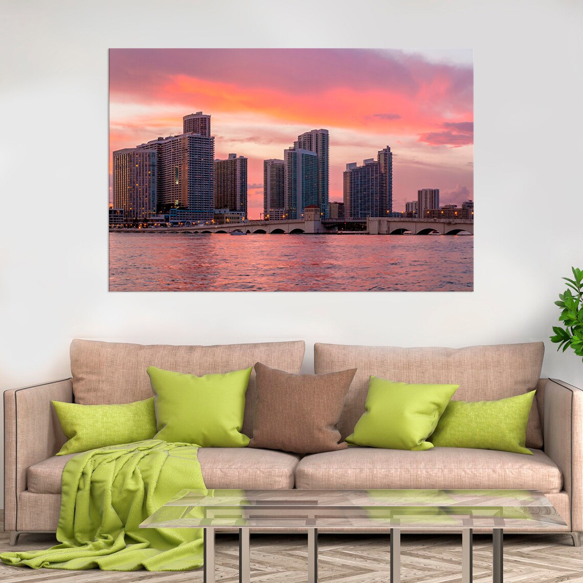 Miami Home decor Miami Skyline Canvas Print Miami Florida Wall Etsy