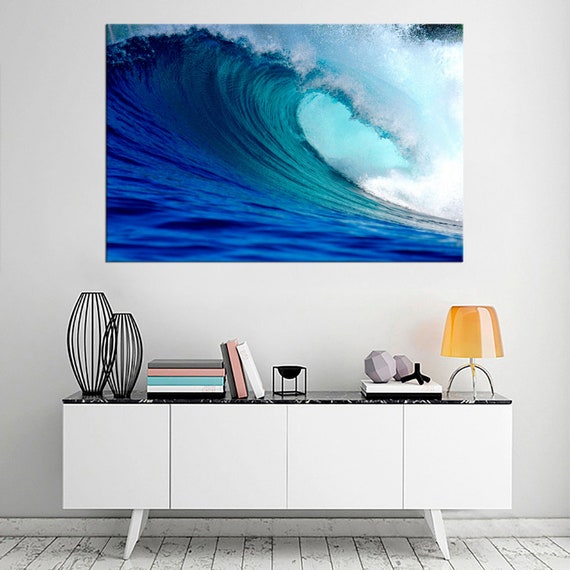 Large Blue Ocean Wave Art Decor Azure Ocean Surfing Ocean Photography Seascape Canvas Ocean Canvas Art Wave Print Ocean Framed Art Photo