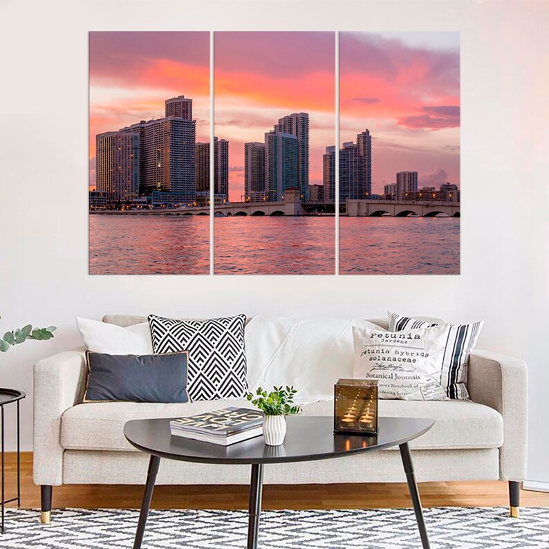 Miami Home decor Miami Skyline Canvas Print Miami Florida Wall Etsy