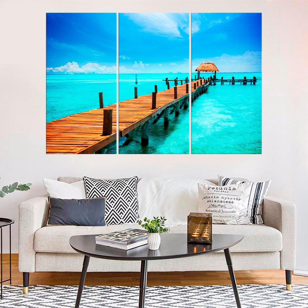 Sea Pier Wall Art Decor Blue Ocean Photo Seascape Framed Prints ...