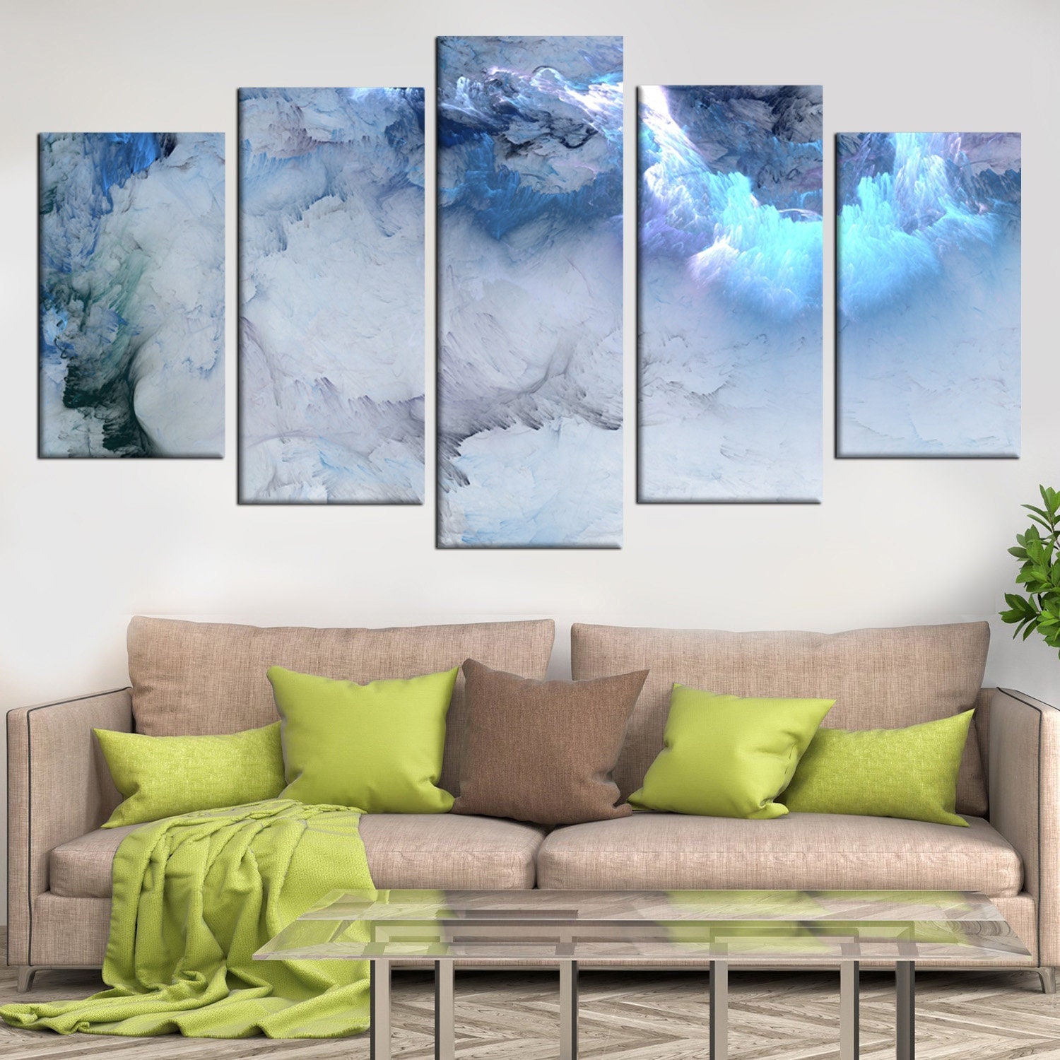 Abstract Blue Clouds Wall Art, Print on Canvas Large Canvas Abstract ...