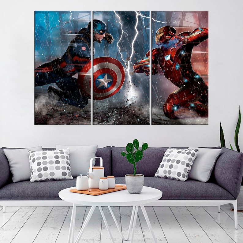Captain America Civil War Wall Art Decor Superhero Modern Wall | Etsy