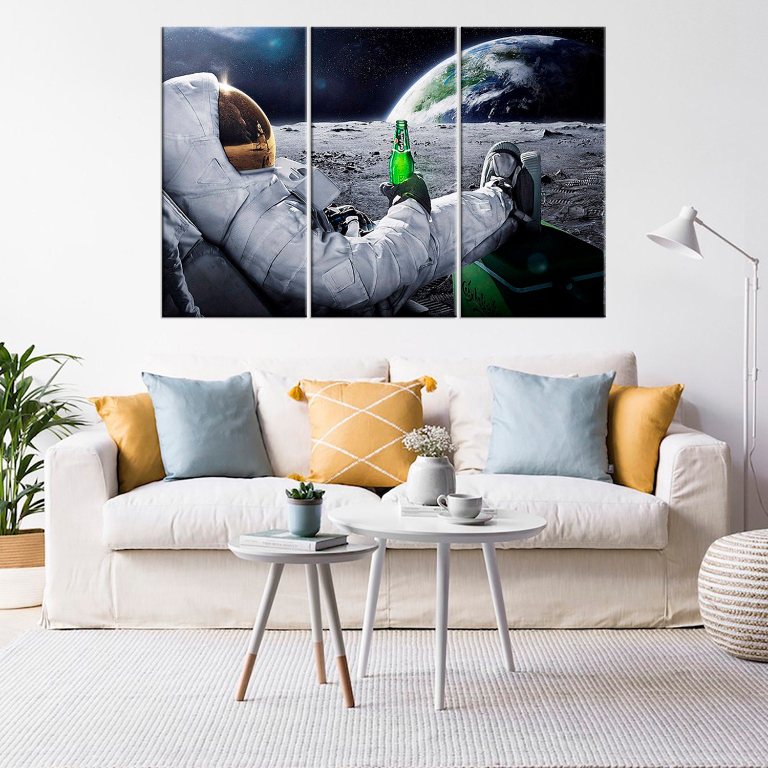 Astronaut Drinking Beer Canvas Print Moon Space Wall Art Decor | Etsy