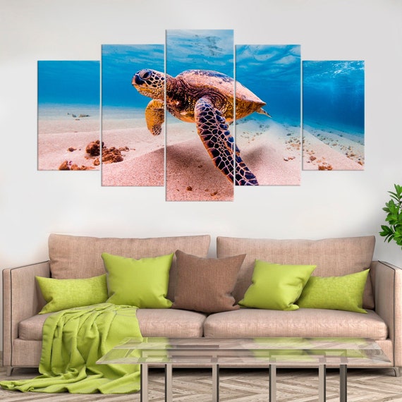 Cayman Turtle Canvas Print Sea Turtle Wall Art Underwater Wild Etsy