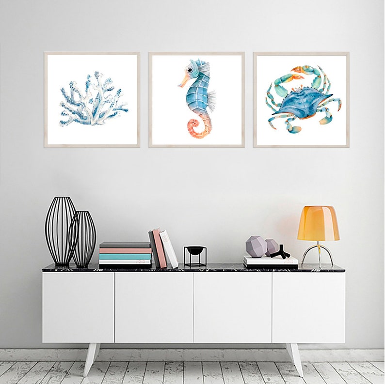Nautical Nursery Decor - Sea Life Wall Art - Watercolor Under the Sea ...